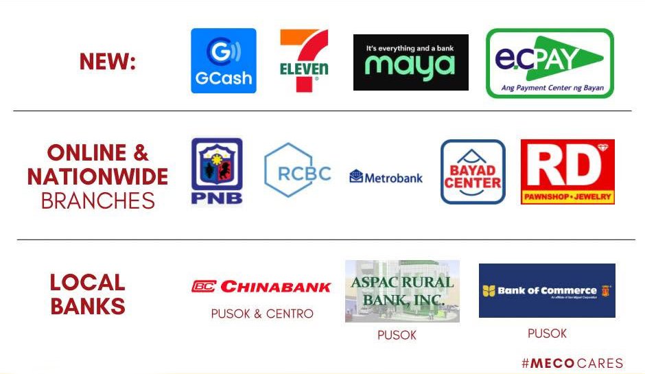 Photo of MECO's payment channels and partners